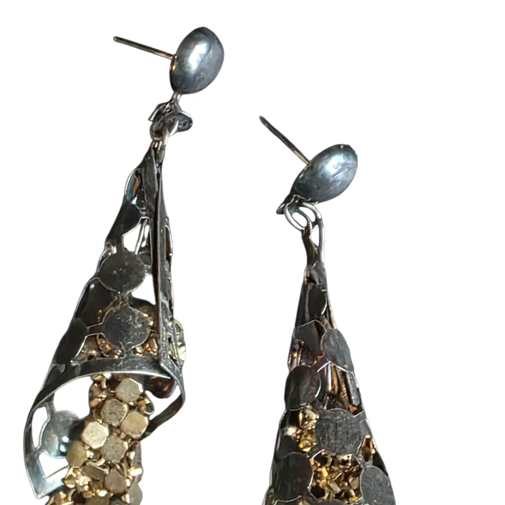 Silver & Gold Tone Dangle Earrings